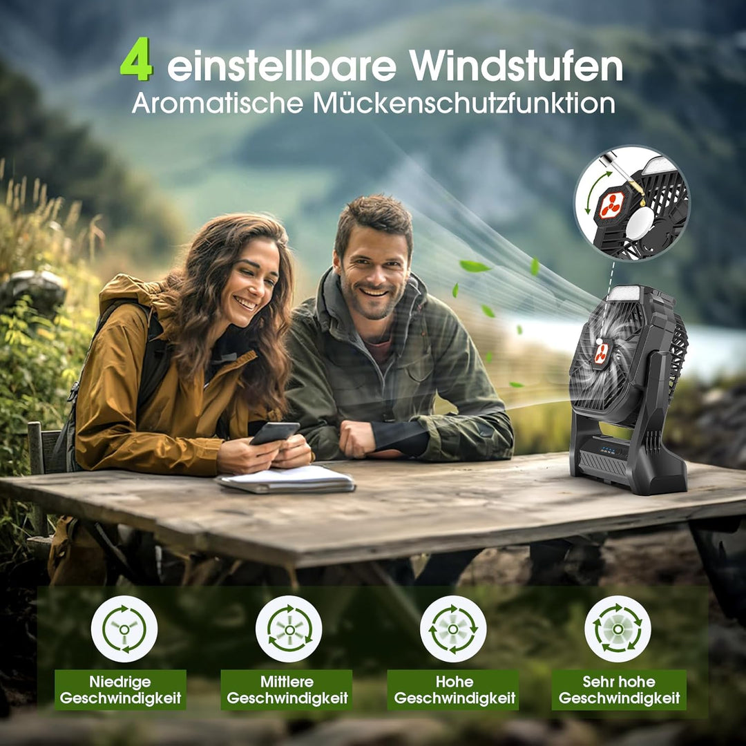 Batteriebetriebener Ventilator 20000mAh Kabellos, Wiederaufladbarer Tragbarer Ventilator mit LED-Lat