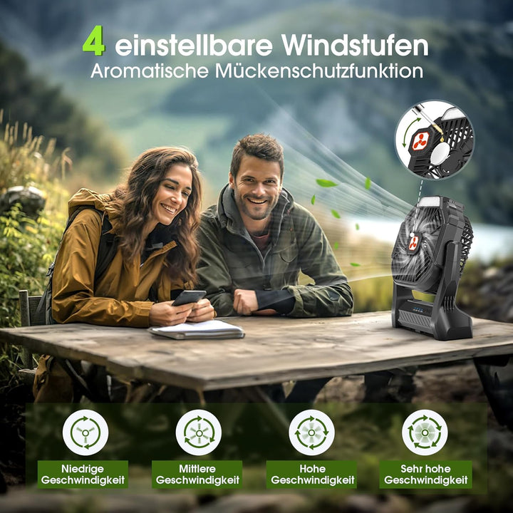 Batteriebetriebener Ventilator 20000mAh Kabellos, Wiederaufladbarer Tragbarer Ventilator mit LED-Lat