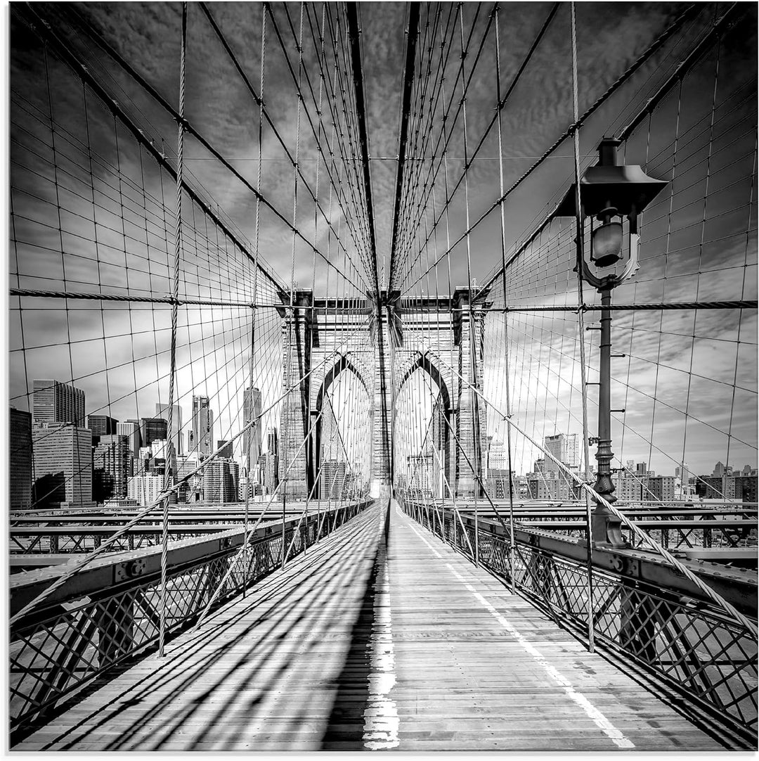 ARTland Glasbilder Wandbild Glas Bild einteilig 40x40 cm Quadratisch New York Manhattan Skyline Arch