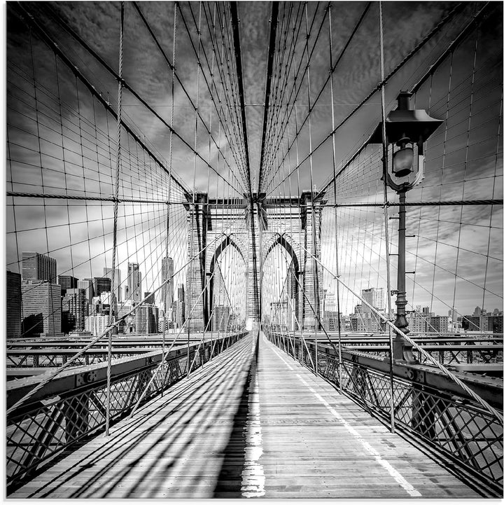 ARTland Glasbilder Wandbild Glas Bild einteilig 40x40 cm Quadratisch New York Manhattan Skyline Arch