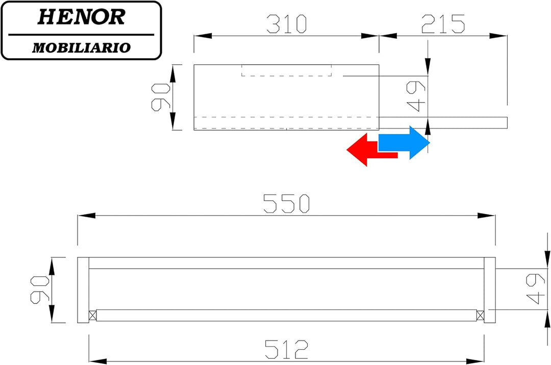 Henor Abnehmbare Tastaturablage aus Holz 55 x 31 x 9 cm unter Schreibtisch Grau 55x31x9 Grau, Grau 5