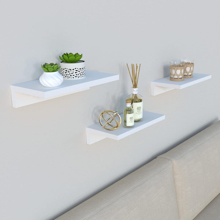 Henor Set mit 3 Wandregalen aus FSC® Holz 35 x 17 x 7.5 cm. Weiss 3x35 Weiss, 3x35 Weiss