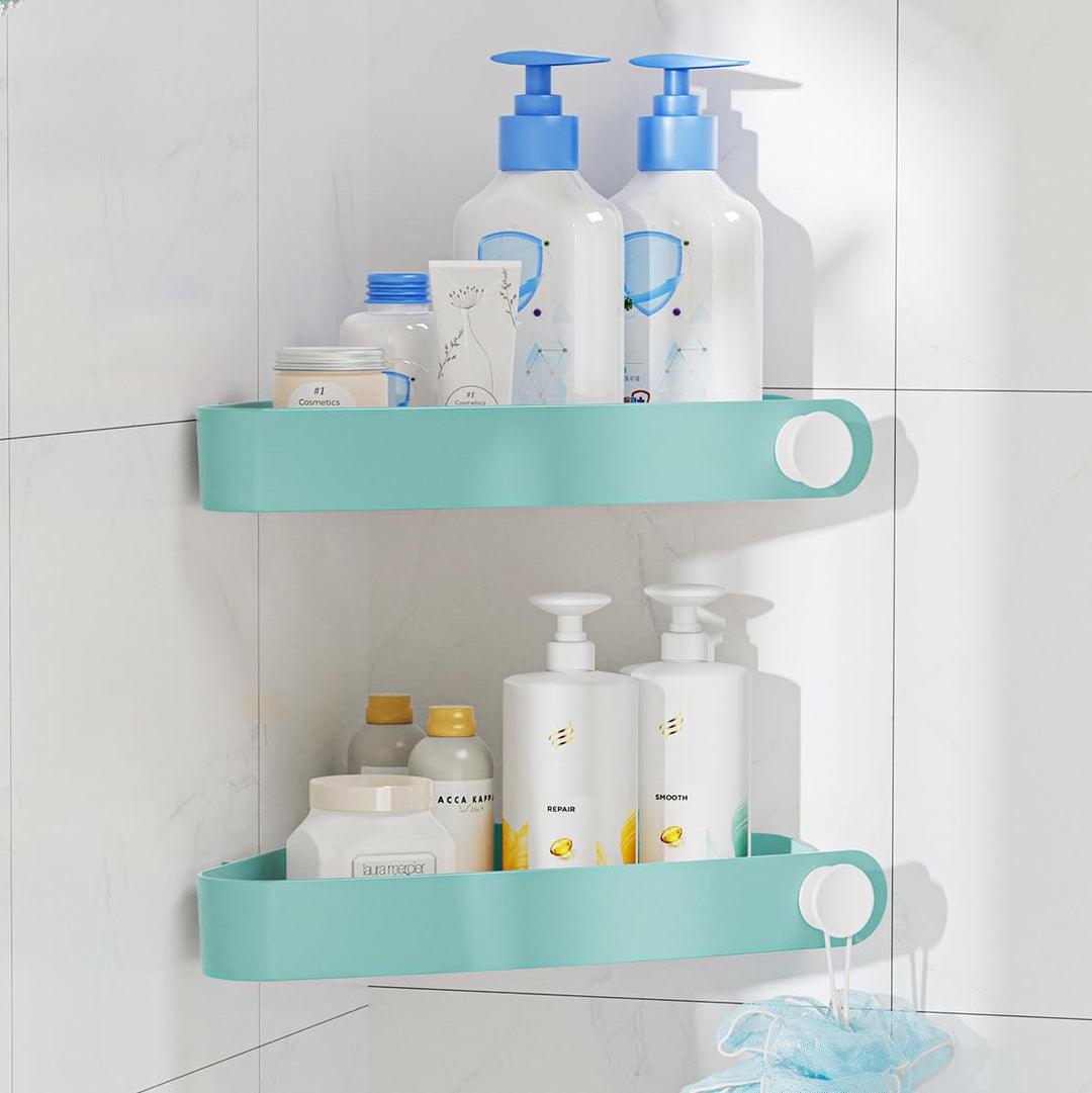 Sotfamily Plastik Duschablage ohne Bohren Ecke (Nur Für 90°), 2 Stück Duschregal Badregal ohne Bohre