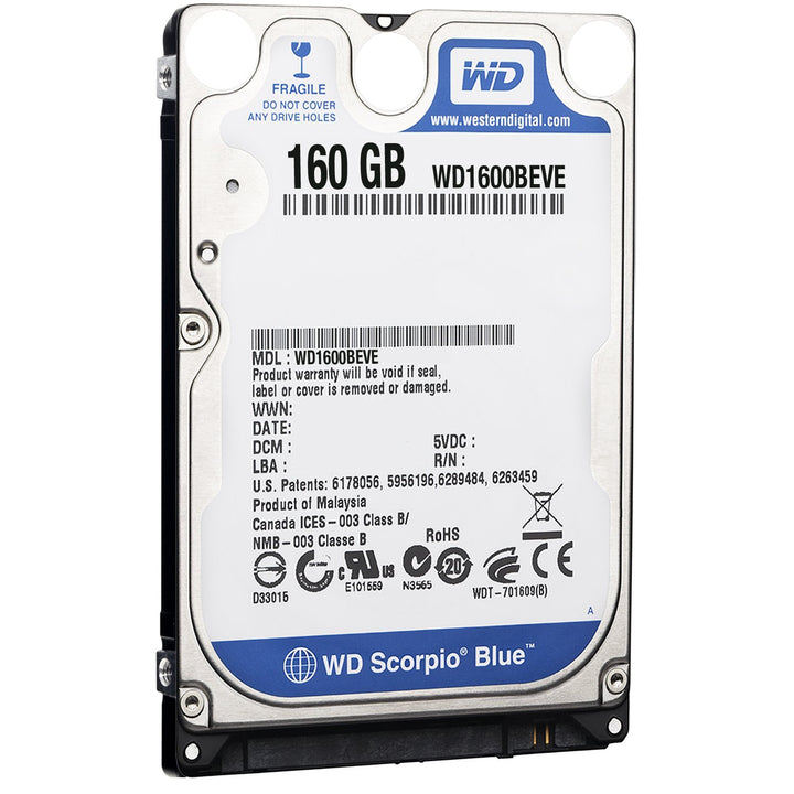 Western Digital WD1600BEVE Scorpio Blue 160GB interne Festplatte (6,4 cm (2,5 Zoll), 5400rpm, 8MB Ca