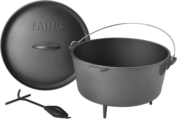 TAINO Dutch Oven Gusseisen-Topf Dopf Feuertopf Deckel-Heber Kochtopf (8 Liter), 8 Liter