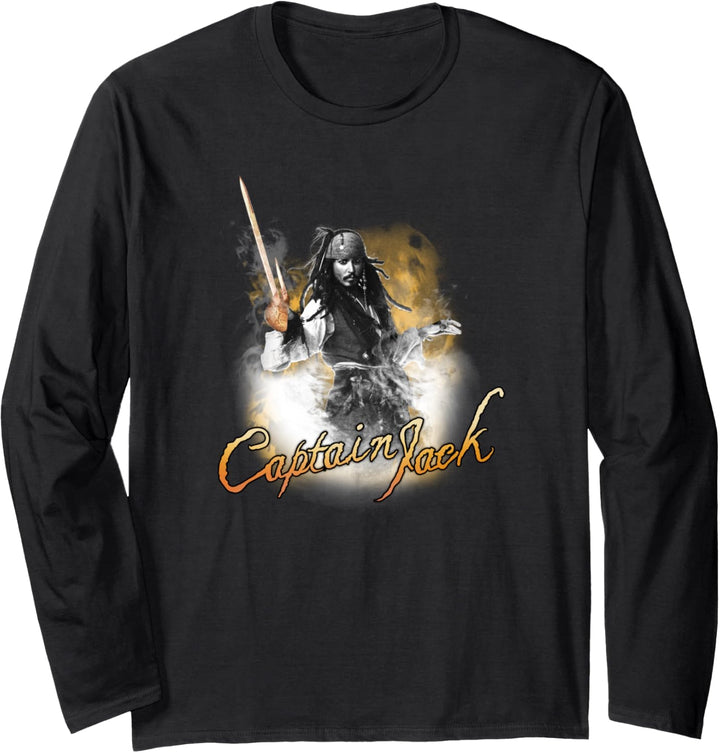 Disney Pirates of the Caribbean Captain Jack Poster Langarmshirt