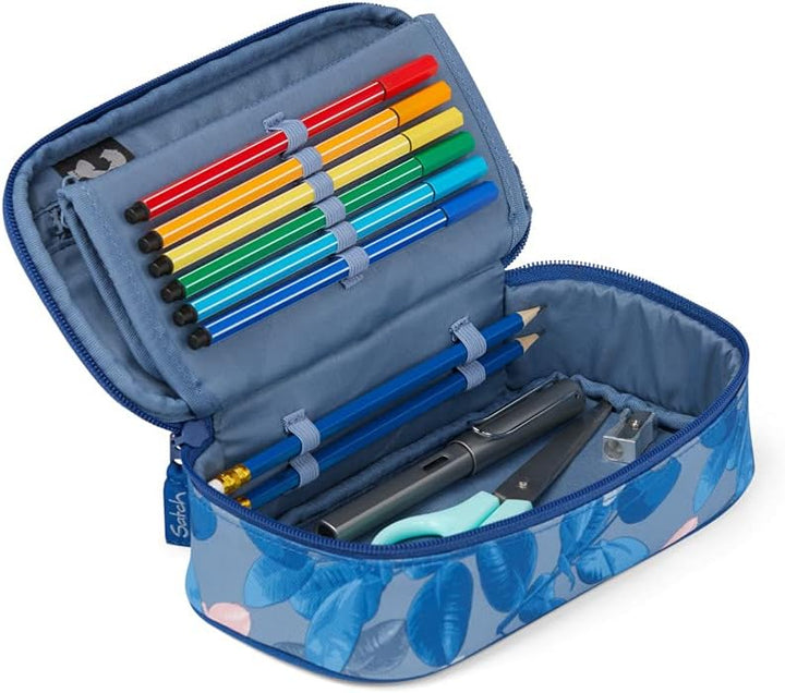 satch Schlamperbox Federmäppchen extra gross inkl. Trennfach Reissverschlussfach Geodreieck Summer S