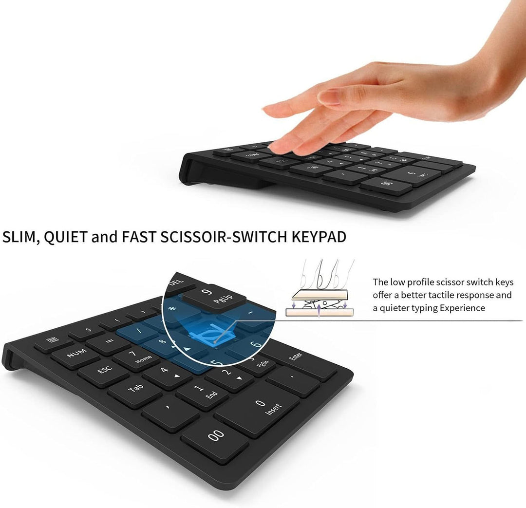 Goshyda Kabelloser Ziffernblock, 27 Tasten Wireless Number Keypad Tragbare Tastaturerweiterungen Num