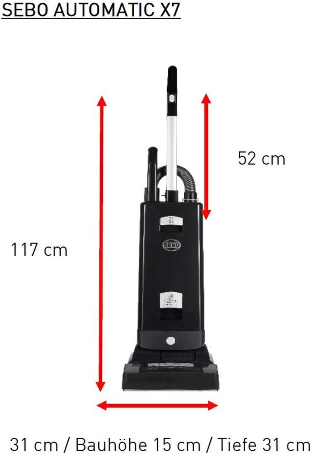SEBO Automatic X7 Bürststaubsauger, Kunststoff, Grau, 117.00 x 31.00 x 31.00 cm, Grau