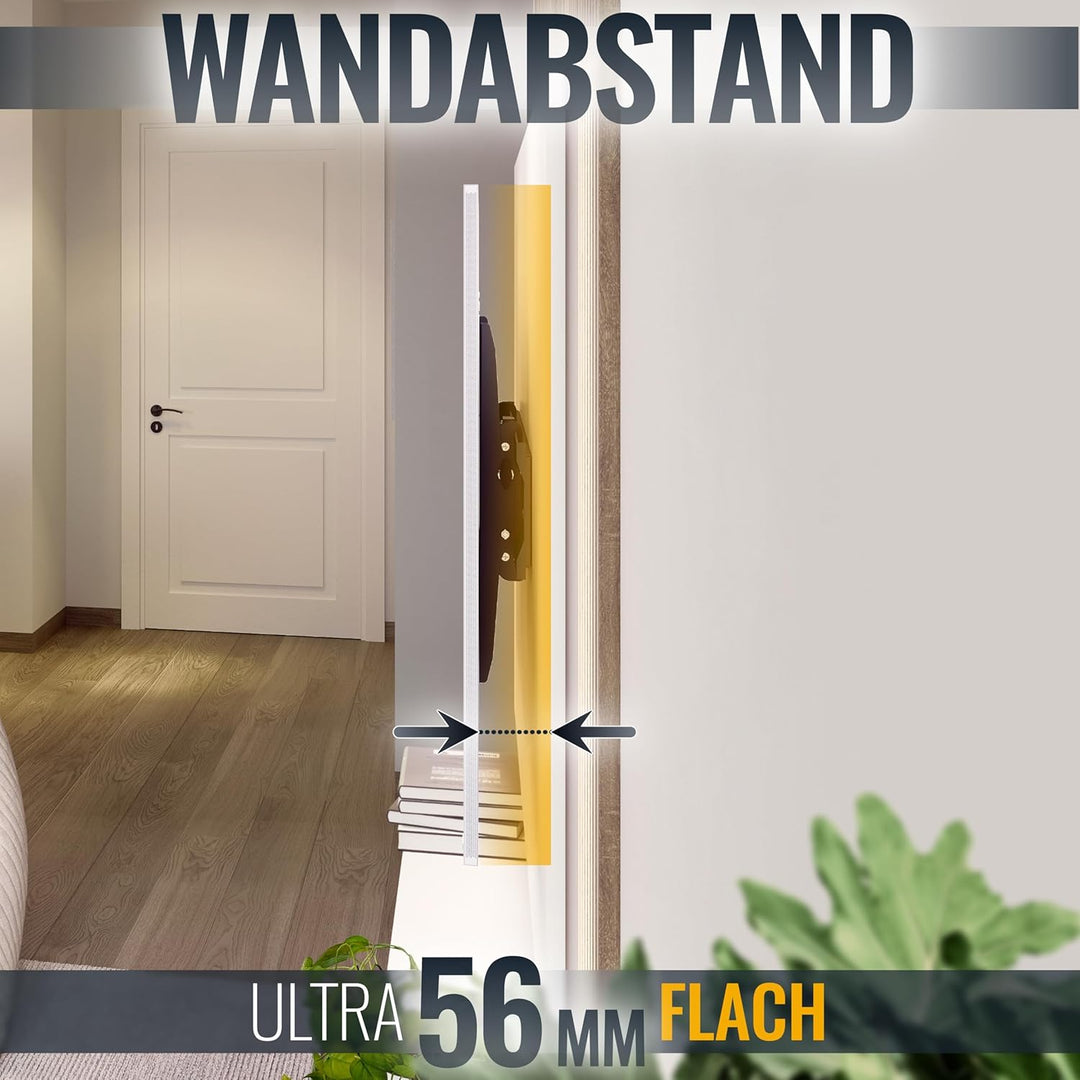 RICOO TV Wandhalterung Fernseher Neigbar Flach Slim für 37-70 Zoll, Universal TV Halterung N2364, Fe