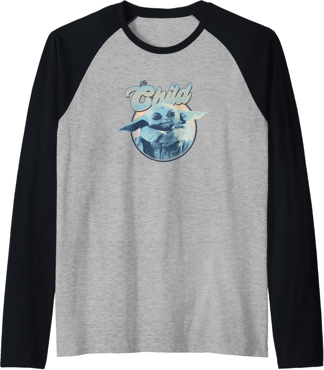 Star Wars: The Mandalorian The Child Retro Portrait Blue Hue Raglan