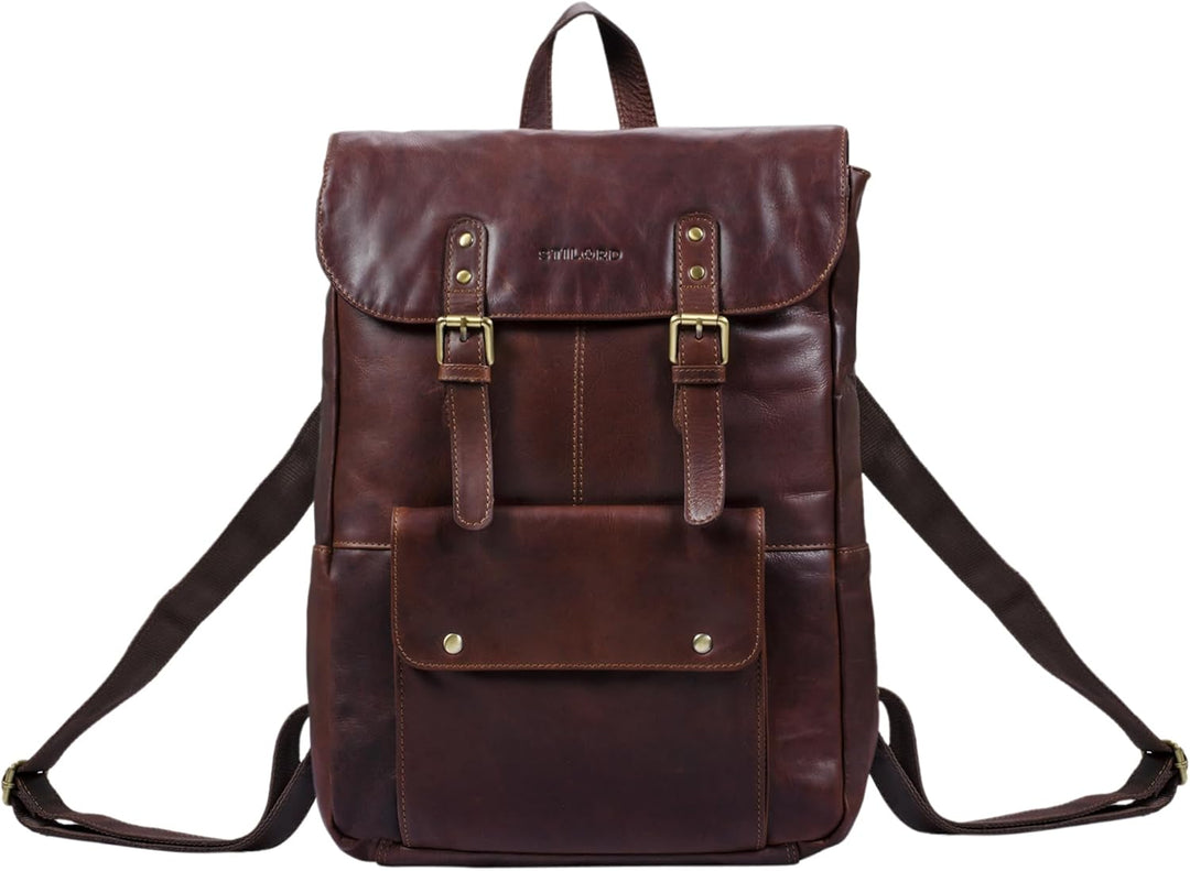 STILORD 'Manila' Vintage Leder Rucksack Damen Herren XL Lederrucksack DIN A4 braune Rucksackhandtasc