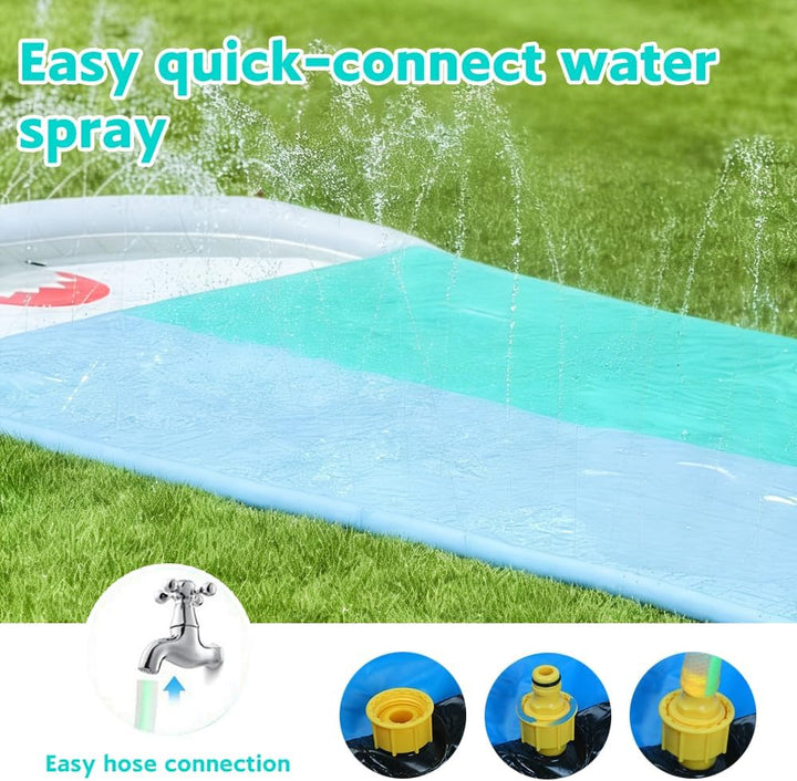 550 x 145cm Wasserrutsche mit 2 Bodyboard, Doppel-Wasserrutsche, Wasserrutschbahn für Kinder und Erw