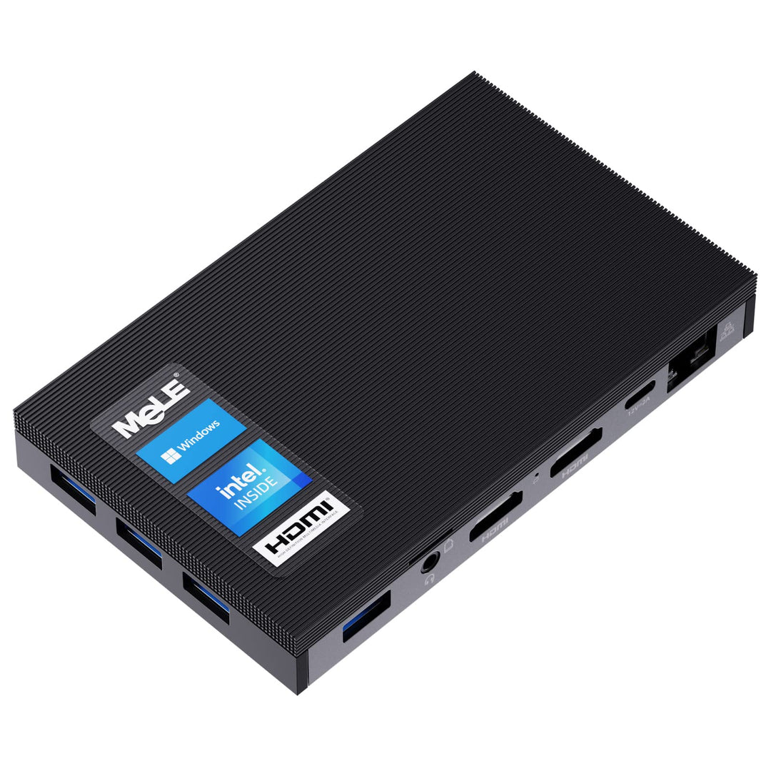 MeLE Lüfterloser Mini-PC Windows 10 Pro Celeron J4125 8GB DDR4 256GB eMMC Ultra-Thin Mini Desktop Co