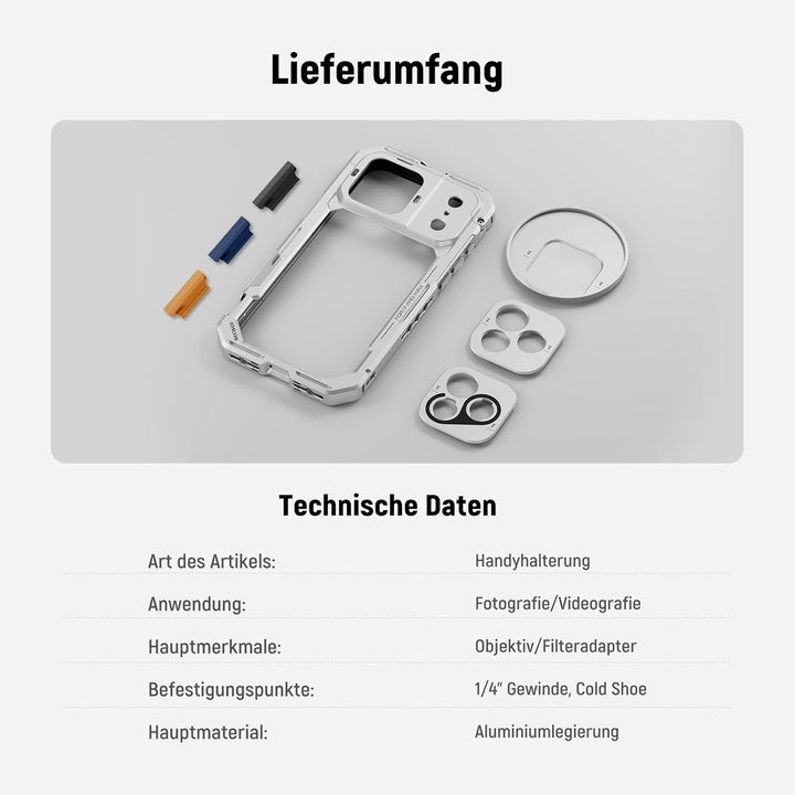 NEEWER Phone Käfig Cage Kompatibel mit iPhone 17 Pro Max, Schnellwechsel Video Rig Handy Stabilisato