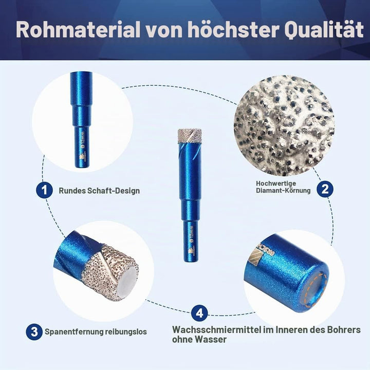 Diamant Trockenbohrer Fliesenbohrer 10mm - BRSCHNITT 5 Stück Diamant Bohrkrone - Lochsäge für Kerami