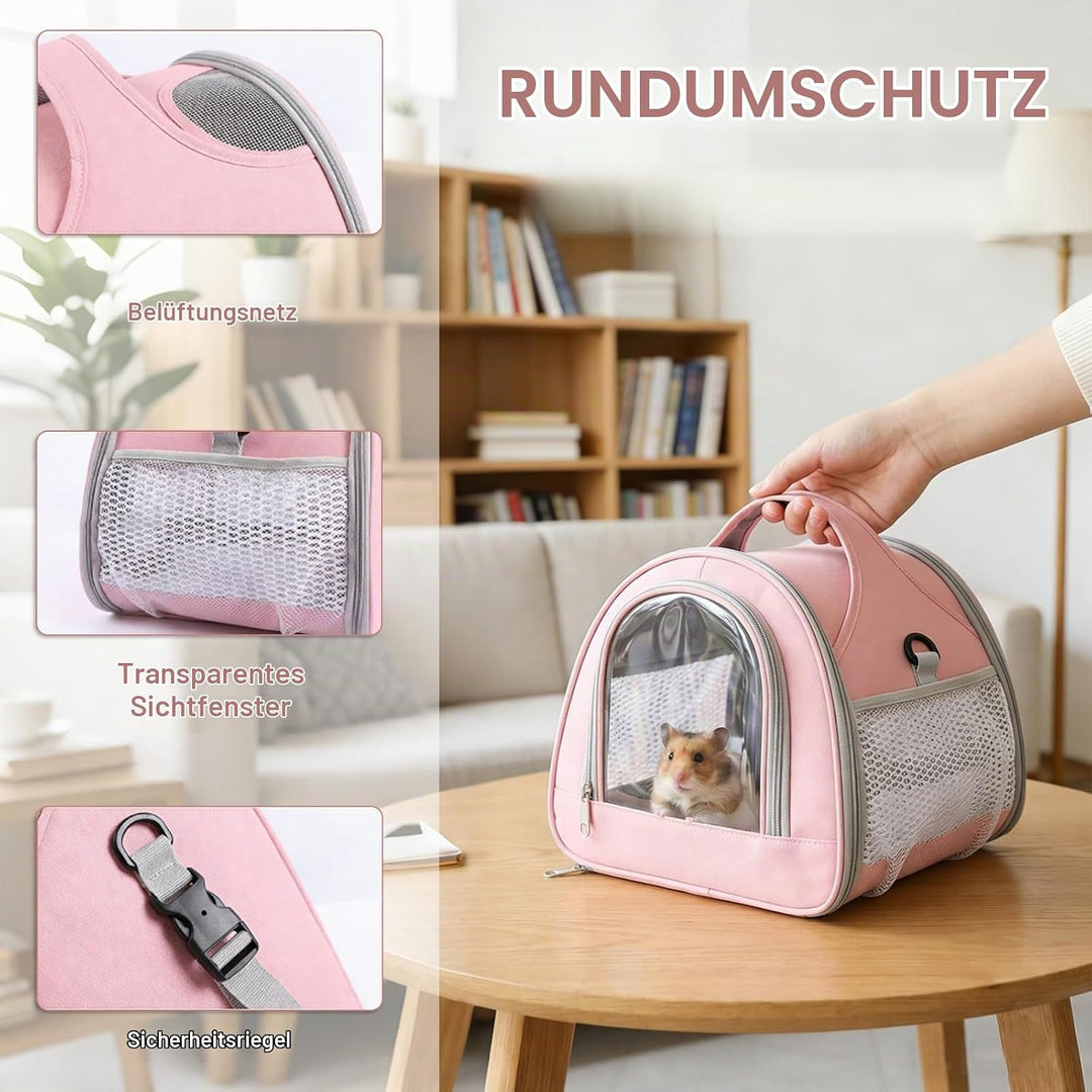 Kleintier-Transportbox Tragbare, atmungsaktive Transportbox für Meerschweinchen mit transparentem Fe