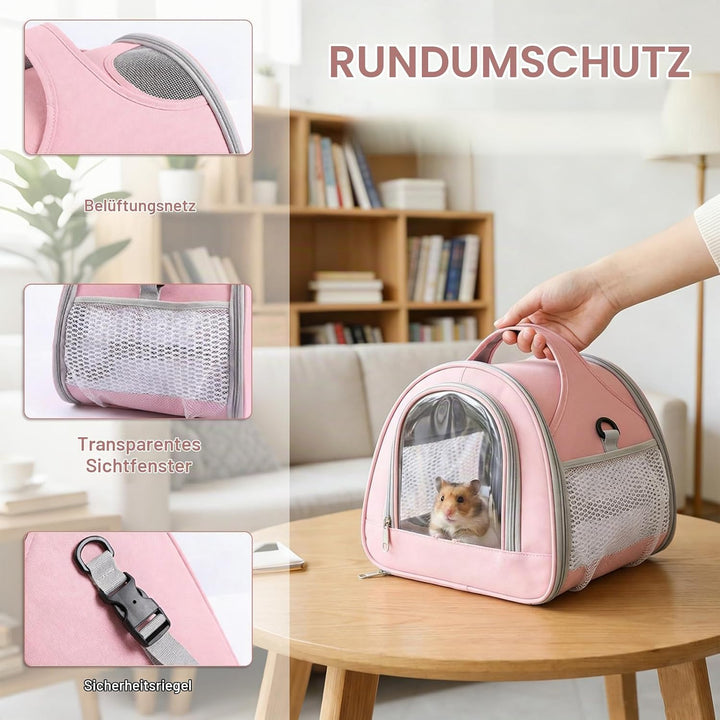 Kleintier-Transportbox Tragbare, atmungsaktive Transportbox für Meerschweinchen mit transparentem Fe
