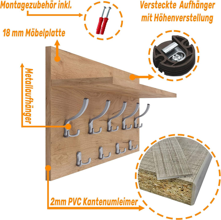 AKKE Mikon 40x90 | VERTI Garderobenpaneel Wandgarderobe Garderobe Wandpaneel Kleiderstange ALUMINIUM