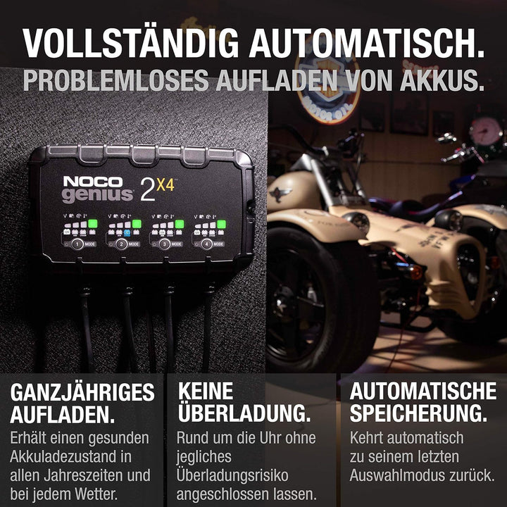 NOCO GENIUS2X4: 8A (2A/Bank) Ladegerät, 6V/12V Batterieladegerät, Erhaltungsladegerät und Desulfator