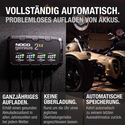 NOCO GENIUS2X4: 8A (2A/Bank) Ladegerät, 6V/12V Batterieladegerät, Erhaltungsladegerät und Desulfator