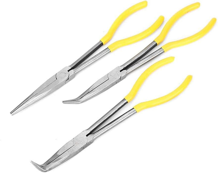 3pcs lange Spitzzange Kohlenstoffstahl, Zangen, Clip-Werkzeuge Spitzzange Extra lange Zangen mit geb