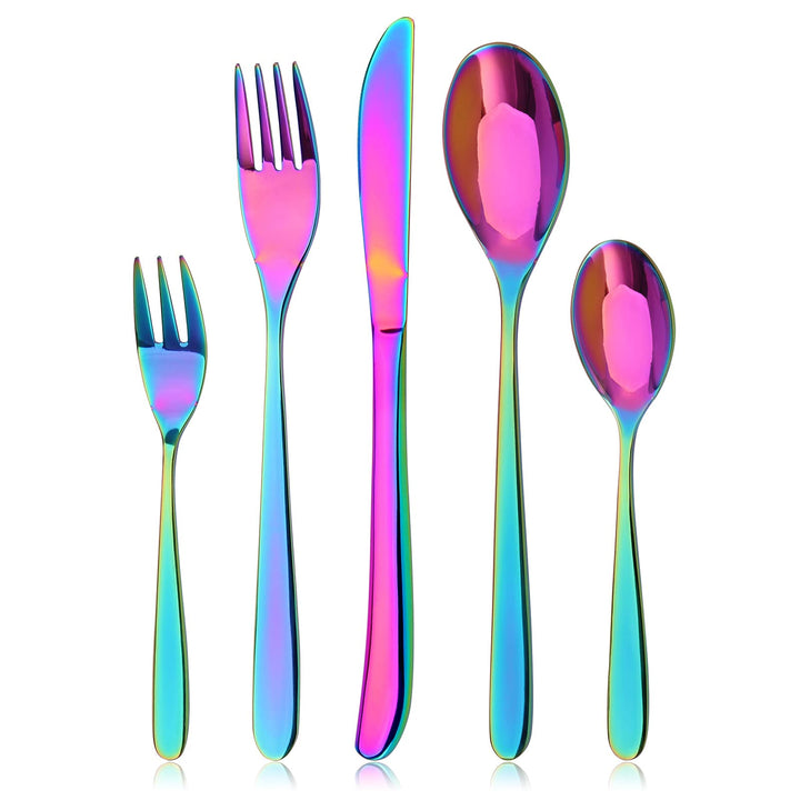 Regenbogen Besteck Set, Bettlife 30-teilig Besteckset für 6 Personen mit Messer/Gabel/Löffel, Edelst