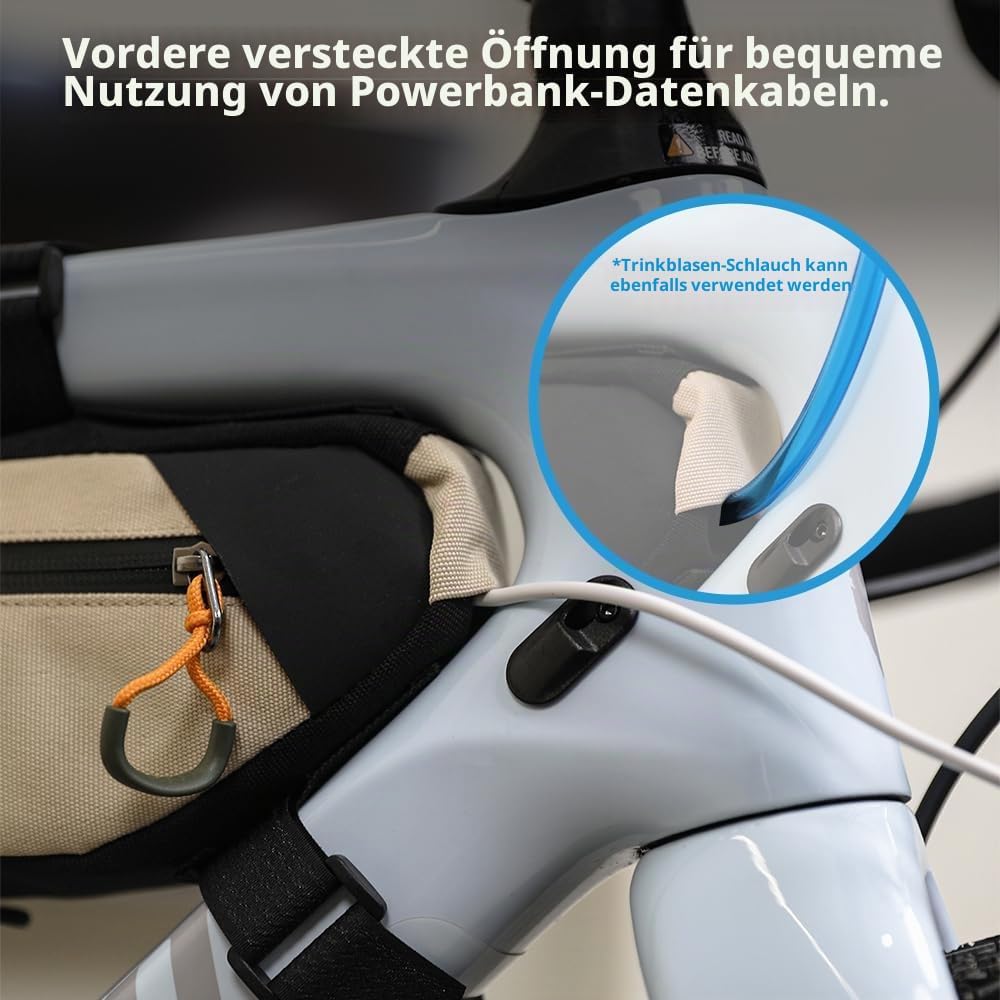 Rhinowalk Fahrrad Rahmentasche wasserdicht Oberrohr Tasche mit Seitenfächern Pumpenhalter Kabelführu