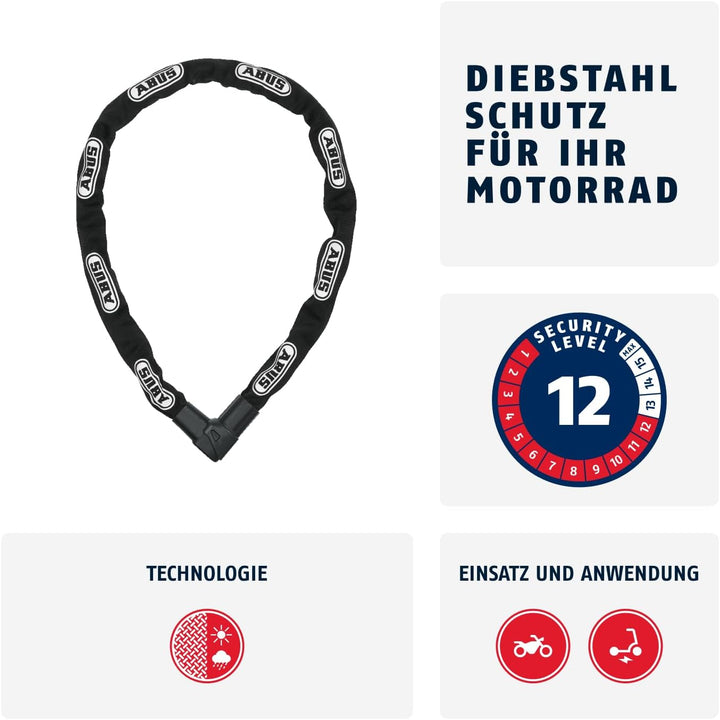 ABUS Kettenschloss CityChain 1010 – Fahrradschloss aus gehärtetem Stahl – ABUS-Sicherheitslevel 12 S