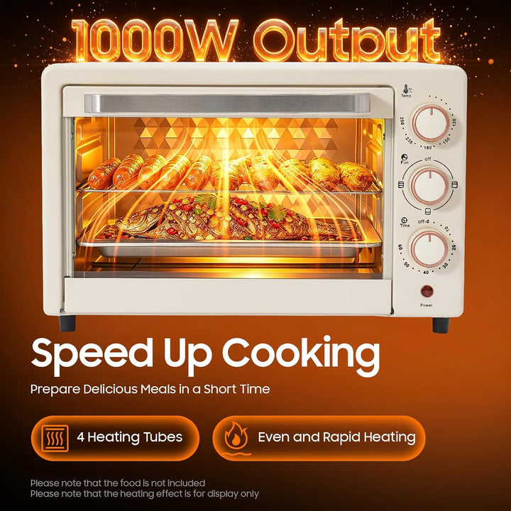 Minibackofen 22 Liter, Mini Oven Mit Grillpfanne & Grillrost, Kleiner Backofen Für Brötchen, 120°C-2
