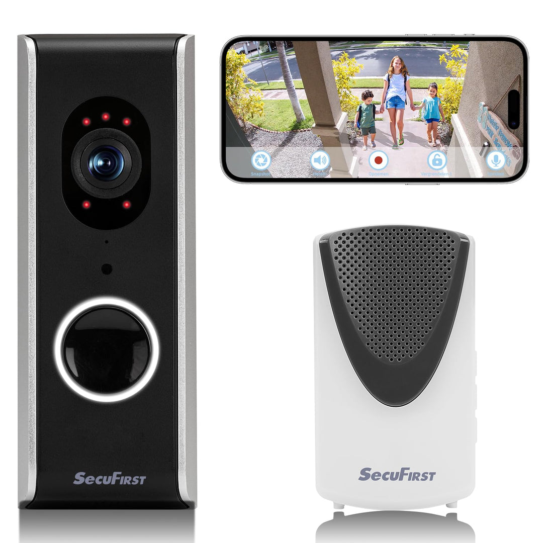 SecuFirst Türklingel mit Kamera mit Chime,Video Türklingel Kabelgebunden,WLAN Klingel Haustür Aussen