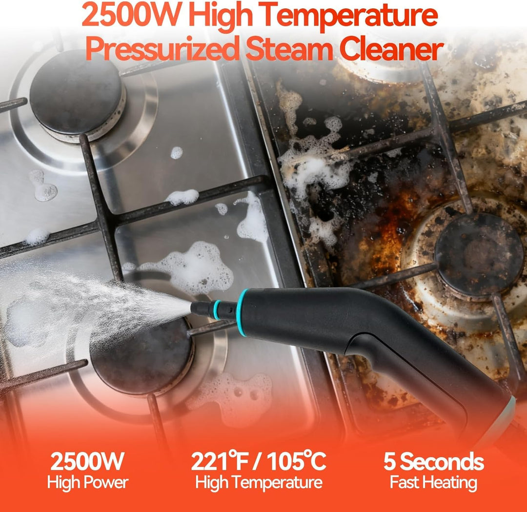 Dampfreiniger Handgerät, 6-Gang Steam Cleaner mit Grossem Tank & 10 Zubehör, 10s Schnellheizungs Han