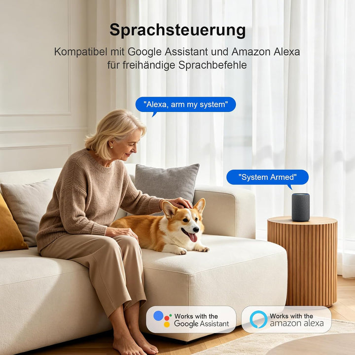 GSM Smart-Home-Sicherheitsalarm-Kit, drahtloses WiFi-Heimalarmsystem mit Sirene, PIR-Bewegungssensor