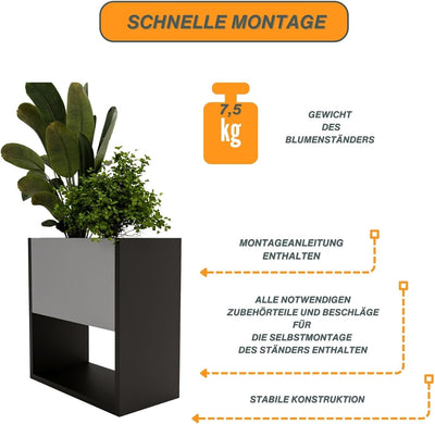 CraftPAK Blumenständer für Innen | Pflanzenständer aus hochwertigem Holzwerkstoff H45 x L44 x B22,6