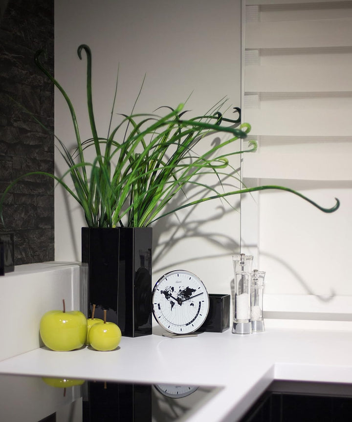 Hermle Uhrenmanufaktur Tischuhr, Messing, Silber, 19cm x 18cm x 6,5cm