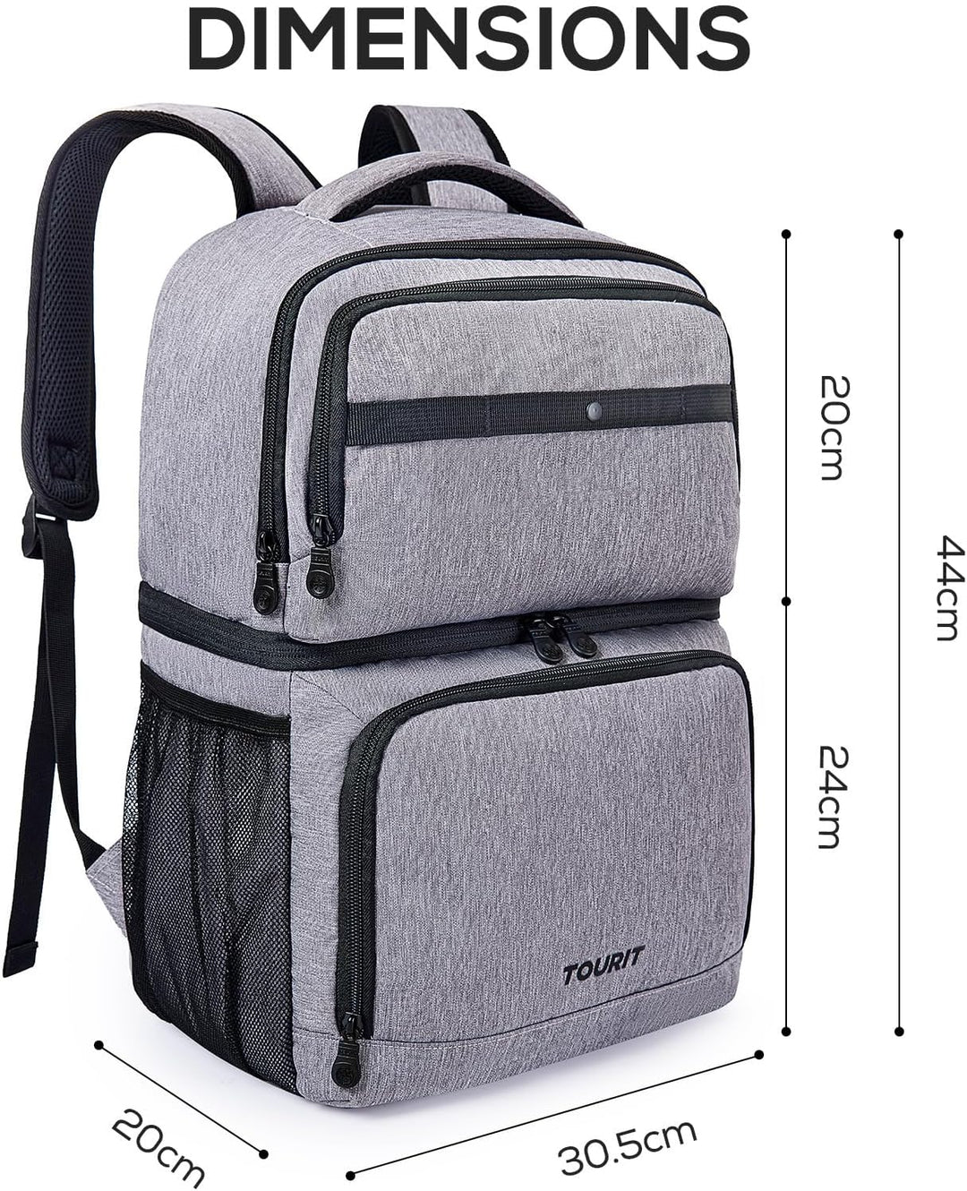 TOURIT Kühlrucksack mit Doppeldecker 27L isolierte Kühltasche für das,wasserdichter,Leichter Rucksac