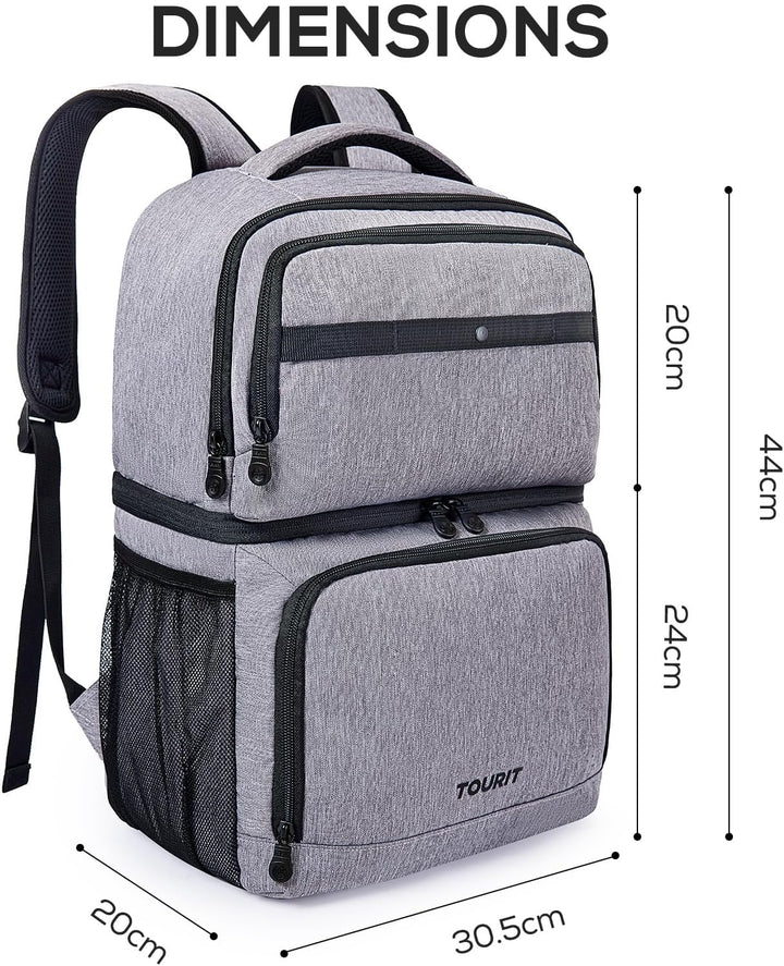 TOURIT Kühlrucksack mit Doppeldecker 27L isolierte Kühltasche für das,wasserdichter,Leichter Rucksac