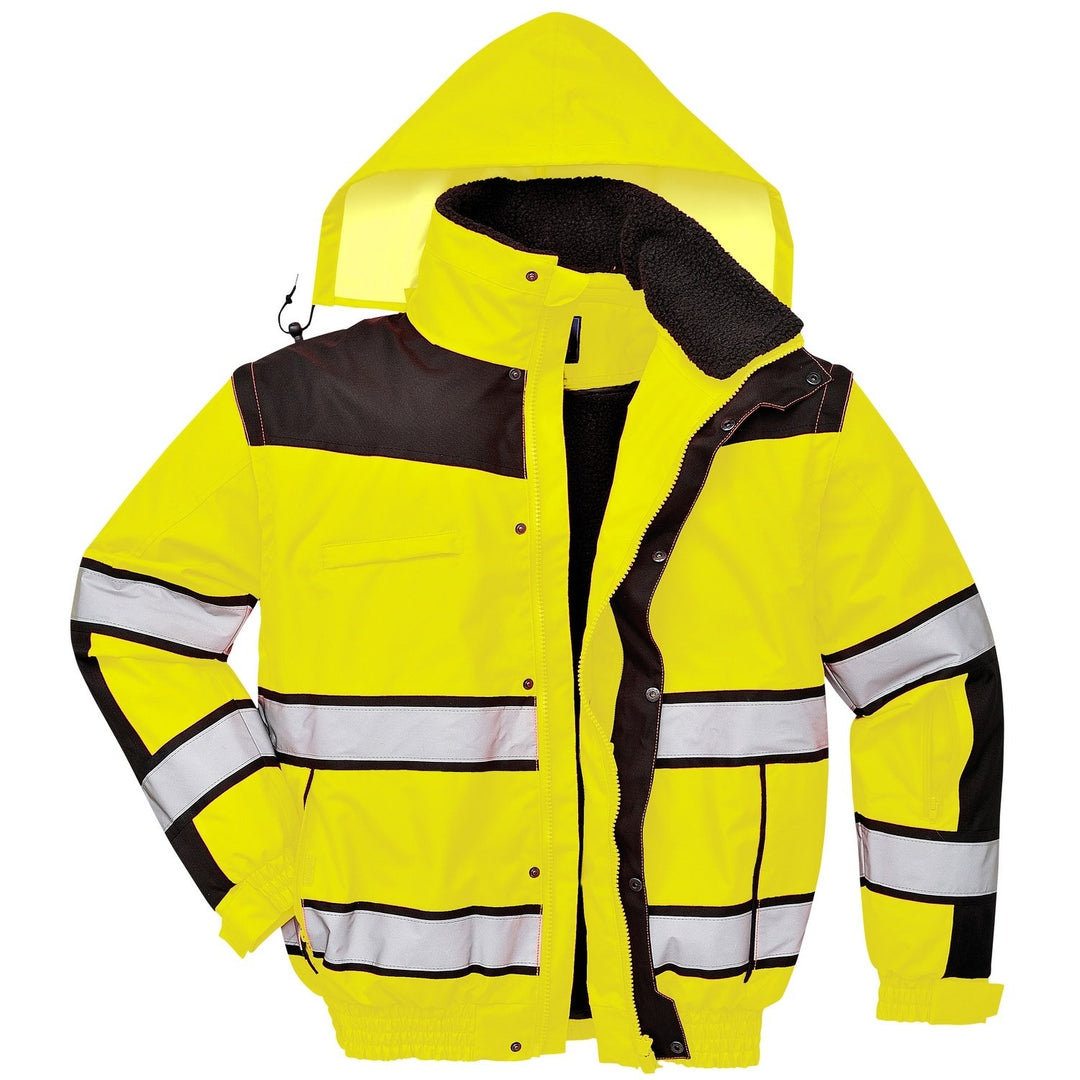 Portwest Klassische Warnschutz-Pilotjacke, Grösse: M, Farbe: Gelb/Schwarz, C466YBRM M gelb / schwarz