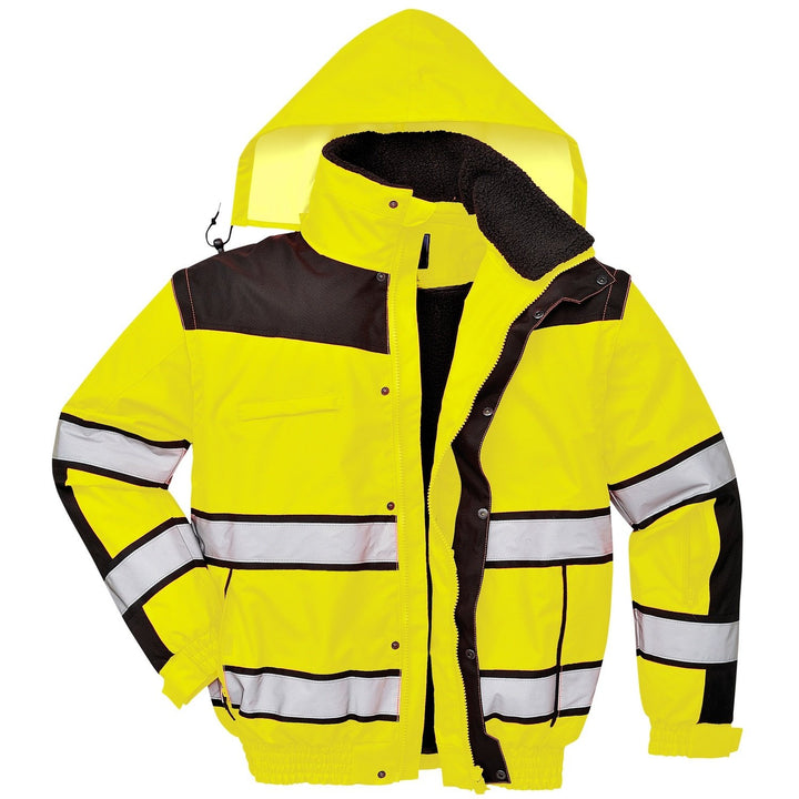Portwest Klassische Warnschutz-Pilotjacke, Grösse: M, Farbe: Gelb/Schwarz, C466YBRM M gelb / schwarz