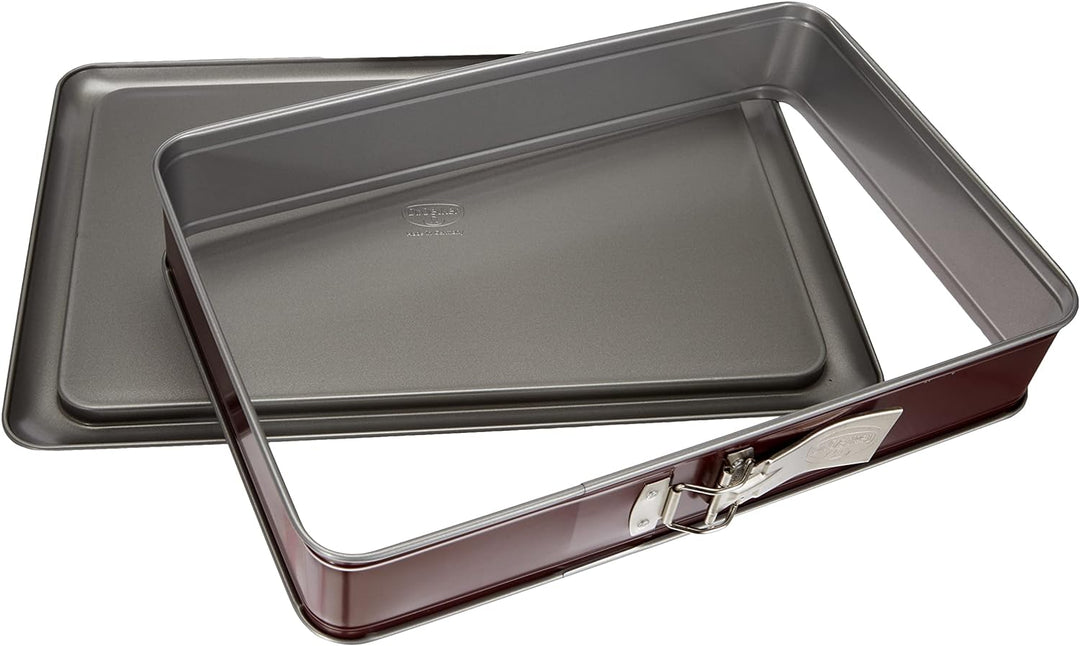 Dr. Oetker Rechteck-Springform 38 x 25 cm Bicolor, eckiges Kuchenblech mit zweifarbiger Antihaftbesc