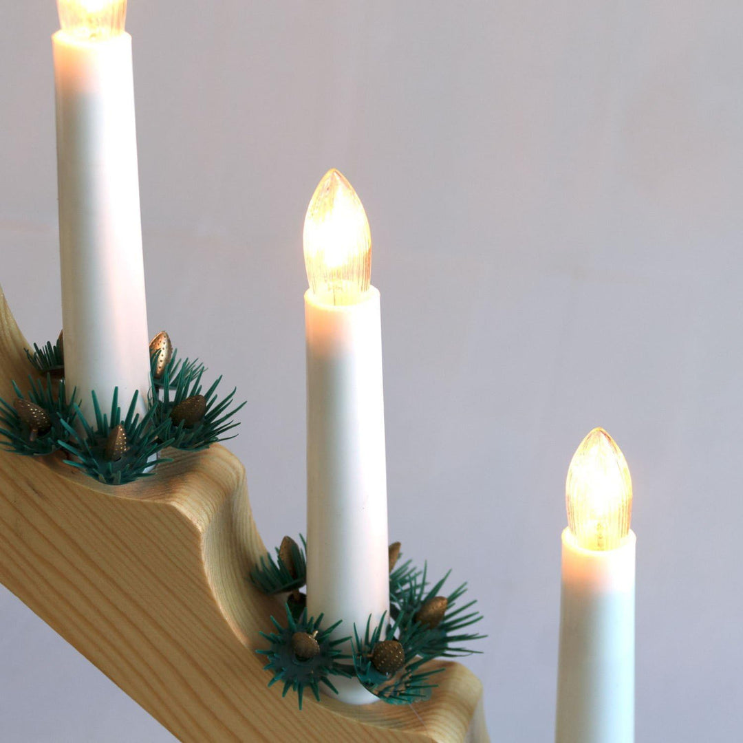 Kerzenbrücke mit 7 Lichtern, Natur, Lichterbogen Schwibbogen weihnachtliche Lichterdeko Indoor Dekor