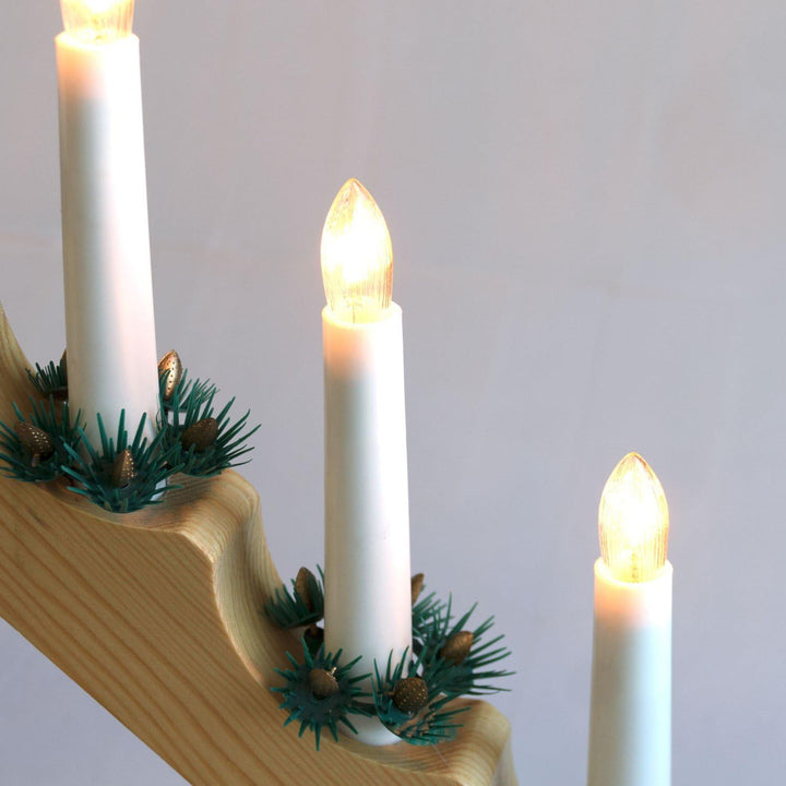 Kerzenbrücke mit 7 Lichtern, Natur, Lichterbogen Schwibbogen weihnachtliche Lichterdeko Indoor Dekor