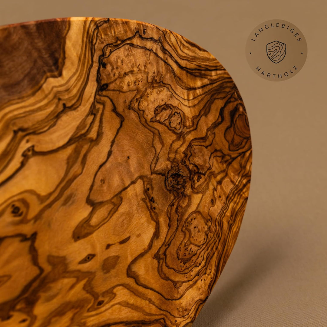 DAS OLIVENHOLZBRETT® / Brotzeitbreit Olivenholz oval/Frühstücksbrett aus Holz oval/Schneidebrett/Ser