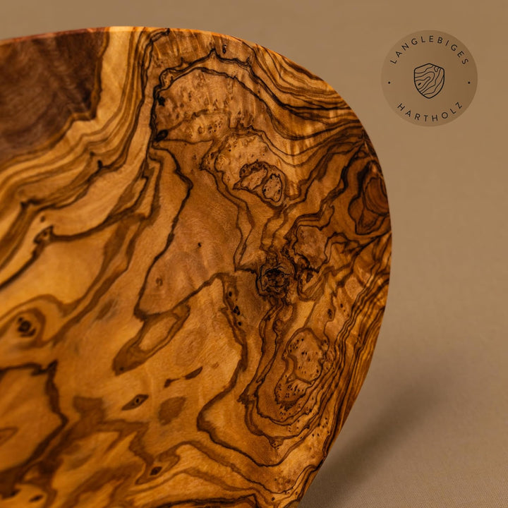 DAS OLIVENHOLZBRETT® / Brotzeitbreit Olivenholz oval/Frühstücksbrett aus Holz oval/Schneidebrett/Ser