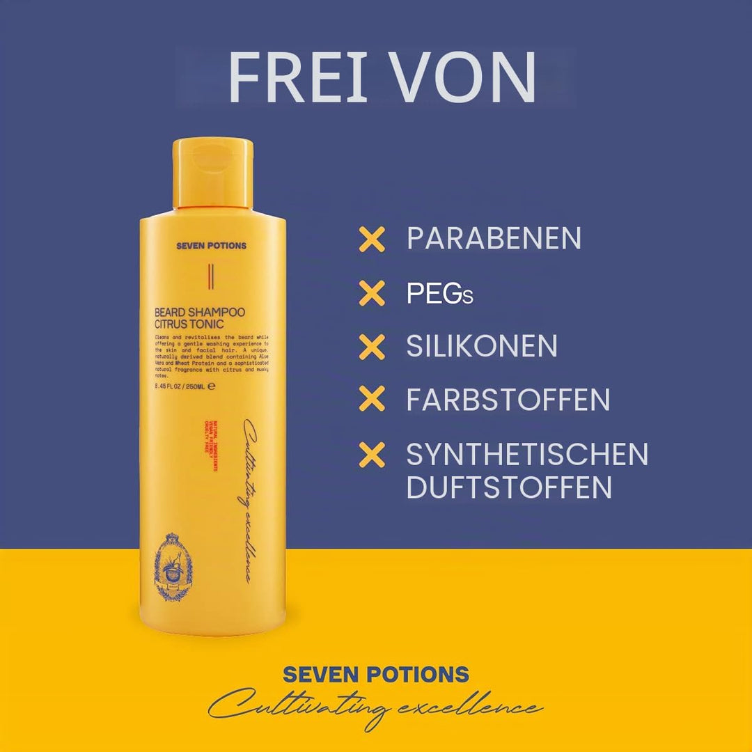 Seven Potions Bart-Shampoo für Männer - Sanfte, reinigende Bartreinigung für einen sauberen Bart ohn