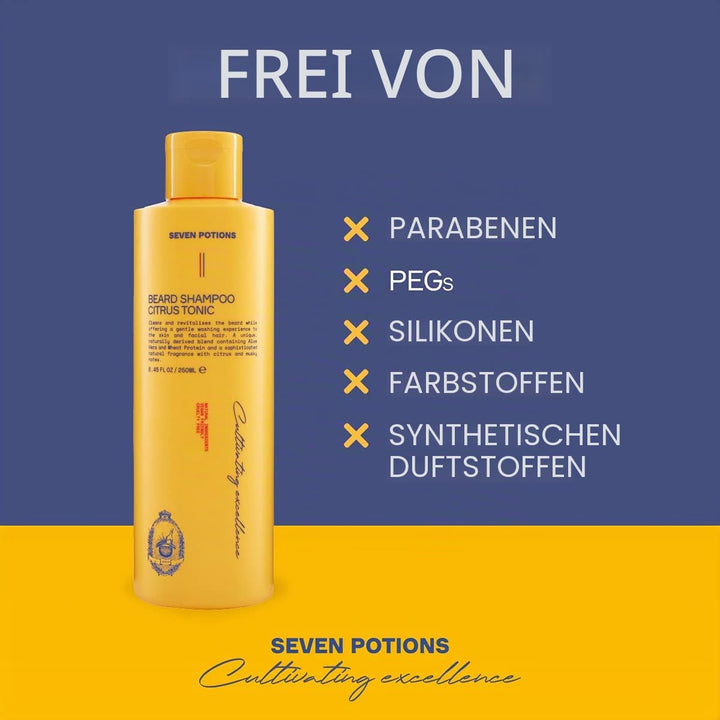 Seven Potions Bart-Shampoo für Männer - Sanfte, reinigende Bartreinigung für einen sauberen Bart ohn
