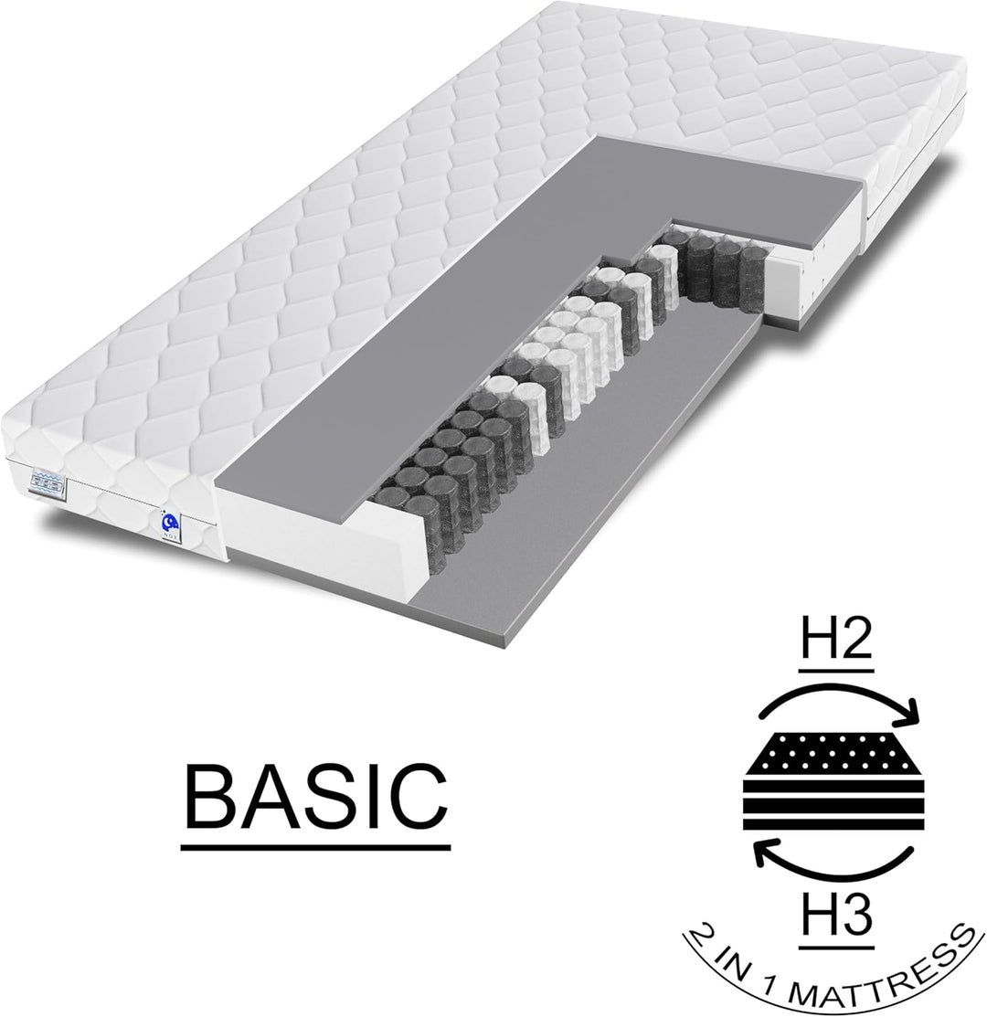 TULENA NOX Taschenfederkern Matratze 80x200 Federkernmatratze H2 + H3 Basic 17cm hoch| Probeschlafen