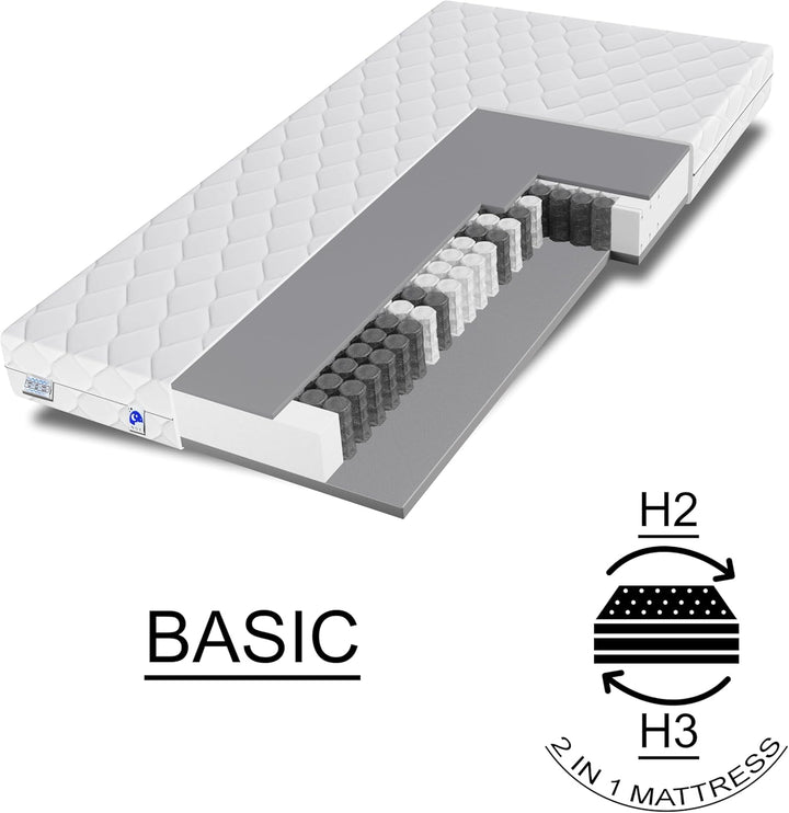 TULENA NOX Taschenfederkern Matratze 80x200 Federkernmatratze H2 + H3 Basic 17cm hoch| Probeschlafen
