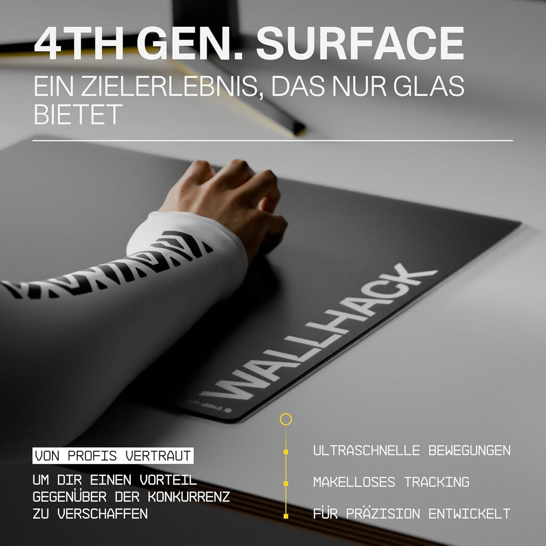 Wallhack SP-004A Glas Gaming Mauspad – 4. Gen mikrogeätzte Oberfläche, grosses Mauspad für Esports,