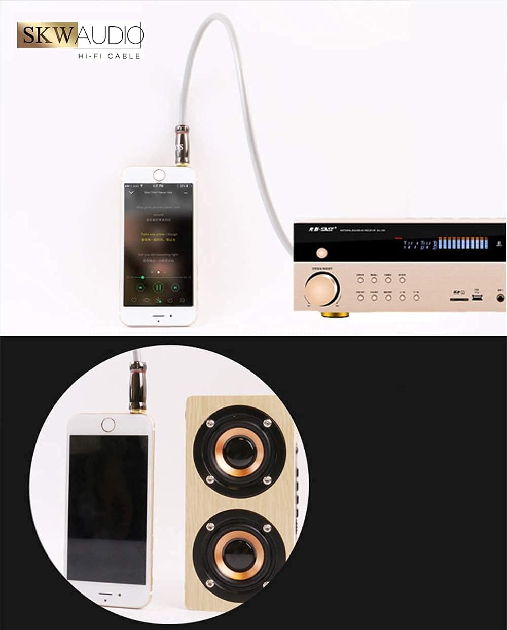 SKW Entry level 3.5mm Klinke auf 2 Cinch Y Splitter Stereo Audio Kabel (2M, Grau) 2M Entry level, 2M
